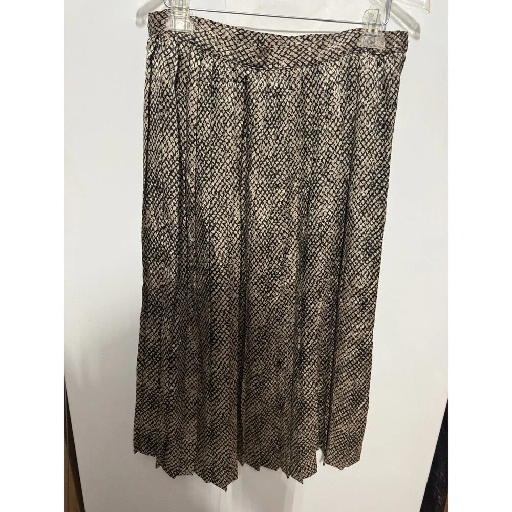 Vintage Hana Sung 2 Piece Dress Skirt And Top Size 16 Black And Tan Polyester